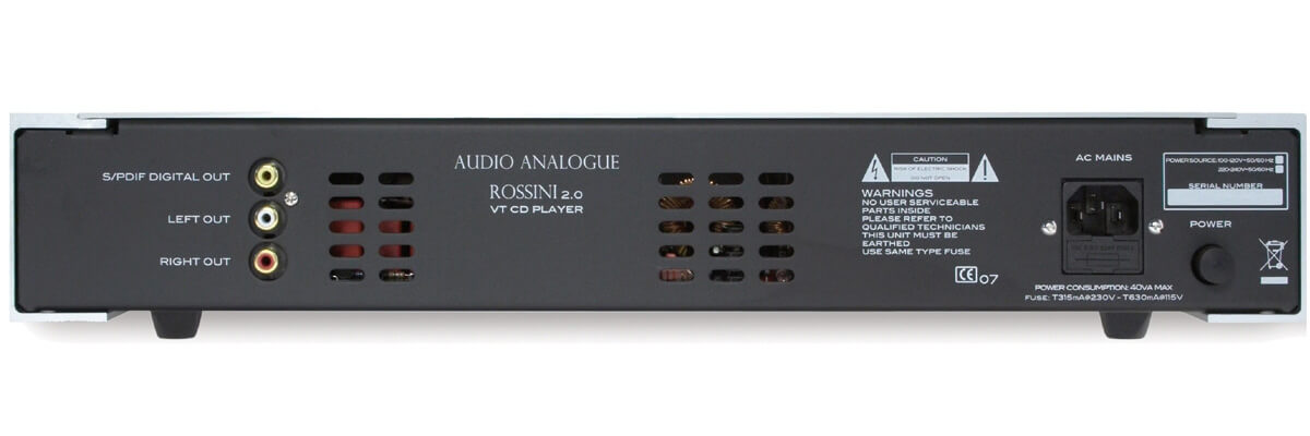 Audio Analogue Rossini VT CD Player REV2.0 hátfal